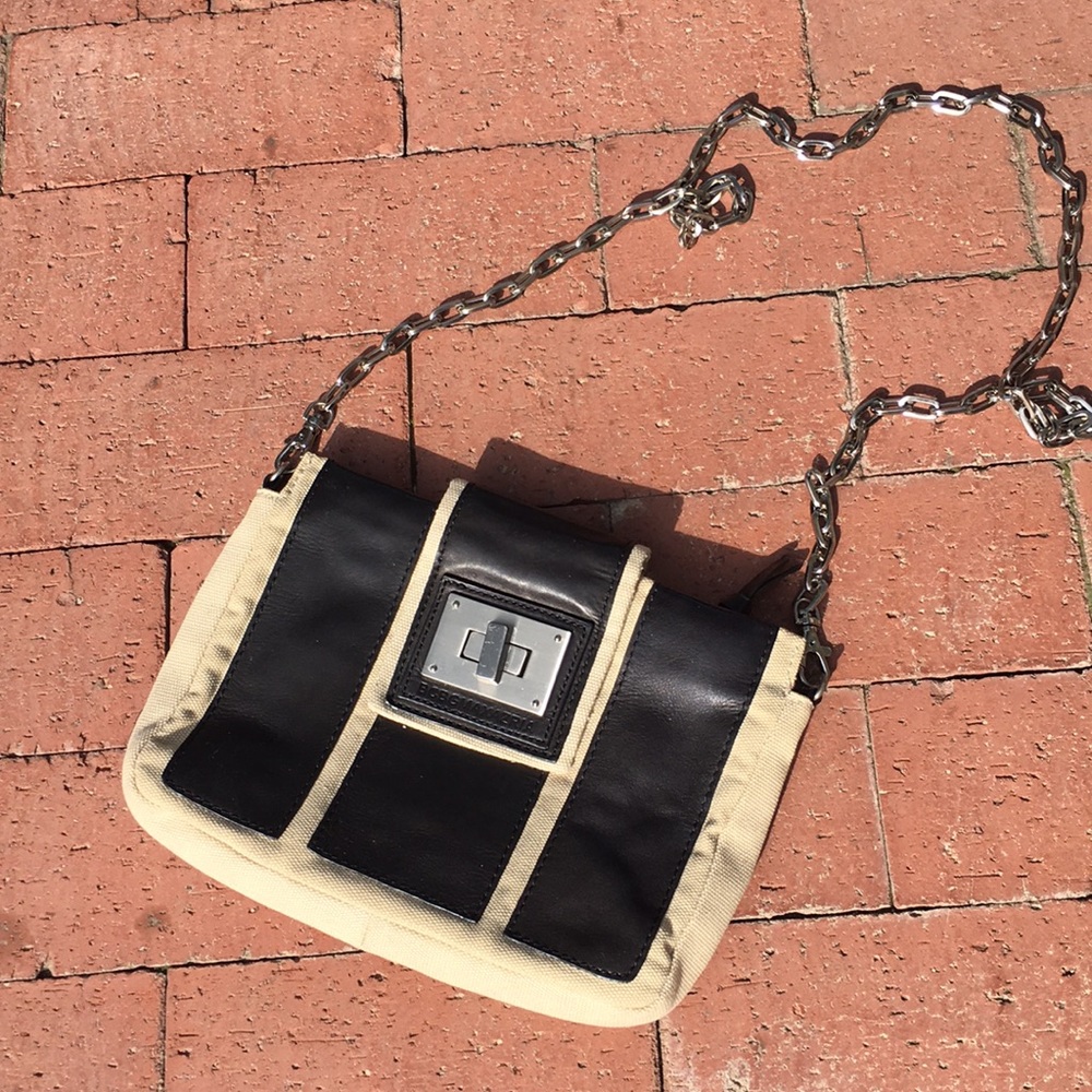 BCBG Max Azaria canvas and leather bag.
